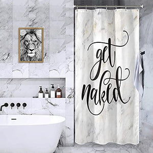 Riyidecor Small Stall Shower Curtain Marble Get Naked 36Wx72L Inch Light Yellow Texture Abstract Cool Funny Fashion Modern Unique Urban Trendy Aesthetic Polyester Waterproof Home Bathroom Decor Fabric