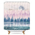 Riyidecor Watercolor Forest Shower Curtain 72x72 Inch Misty Blue Pink Purple Mountain Moon Foggy Scenery Landscape Magical Nature Waterproof Fabric Polyester Bathroom Decor Set 12 Pack Plastic Hooks