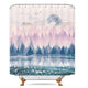 Riyidecor Watercolor Forest Shower Curtain 72x72 Inch Misty Blue Pink Purple Mountain Moon Foggy Scenery Landscape Magical Nature Waterproof Fabric Polyester Bathroom Decor Set 12 Pack Plastic Hooks