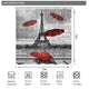 Riyidecor Vintage France Eiffel Tower Shower Curtain Paris Raining European City Modern Red Umbrella Landscape Black Fabric Waterproof Bathroom Home Decor Panel 72x72 Inch 12 Plastic Shower Hooks