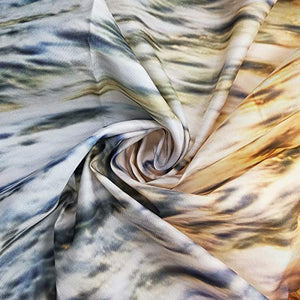Riyidecor Beach Shower Curtain Sunrise Summer Ocean Coastal Sunrise Hawaiian Cool Sea Wave Seaside Scene Island Blue Fabric Set Waterproof 72x72 Inch 12 Pack Hooks Bathroom Decor