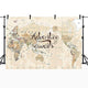 Corovy Adventure Awaits Backdrop World map Photography Background Vintage Yellow and Brown 7Wx5H Feet Decoration Celebration Props Party Photo Shoot Backdrop Vinyl Cloth