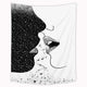 Riyidecor Kissing Tapestry Lips 51Wx59H Inch Kiss Abstract Lovers Couple Aesthetic Black White Planet Star Romantic Art Wall Hanging Bedroom Living Room Dorm Wall Blankets Home Decor Fabric