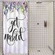 Riyidecor Small Stall Shower Curtain Purple Floral Half Get Naked 36Wx72L Inch Wisteria Flower Cute Weeping Blossom Vine Green Leaves Spring Aesthetic Polyester Waterproof Fabric Bathroom Decor Fabric