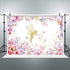 Riyidecor Fairy Princess Backdrop 7x5 Feet Gold Floral Butterflies Girl Baby Shower Tea Time Party Birthday Cake Table Background Studio Photography Props Photo Shoot Vinyl Cloth