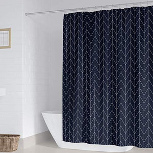 Riyidecor Striped Herringbone Chevron Shower Curtain Panel Dark Grey Geometric Decor Fabric Bathroom Set Polyester Waterproof 72x84 Inch Plastic Hooks 12 Pack