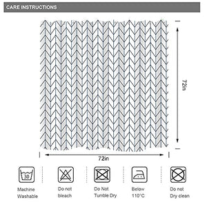 Riyidecor Chevron Shower Curtain White Navy Geometric Herringbone 72Wx72H Inch Striped Simple Modern Classy Neutral Contemporary 12 Pack Hooks Decor Fabric Bathroom Set Polyester Waterproof
