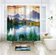 Riyidecor Mountain Scenic Shower Curtain 72Wx78H Inch Metal Hooks 12 Pack Scenery Landscape Art Blue Sky Forest Beauty Wilderness and Hiking Decor Fabric Set