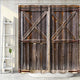 Riyidecor Wooden Barn Door Shower Curtain Panel 72Wx72H Inch Metal Hooks 12 Pack Farmhouse Western Country Wood Rustic Brown Fabric Polyester Waterproof Bathroom Home Decor Set