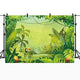Riyidecor Jungle Safari Backdrop Forest Kids Green Photography Background 7Wx5H Feet Happy Birthday Decoration Celebration Props Party Photo Shoot Floral Baby Shower Dessert Table Vinyl Cloth