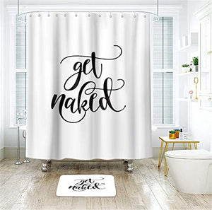 Riyidecor Fashion Get Naked Shower Curtain 72Wx84L Inch Extra Long 12 Pack Metal Hooks Included White and Black Cool Shower Curtain Panel Polyester Waterproof for Bathroom