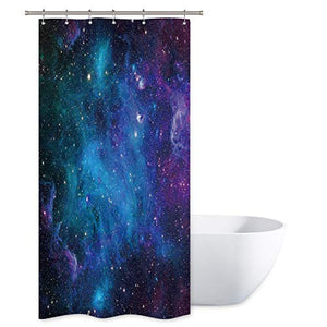 Riyidecor Stall Galaxy Outer Space Nebula Shower Curtain 36Wx72H Inch Universe Planets Magical Fantasy Star Decor Bathroom 7-Pack Plastic Hooks Fabric