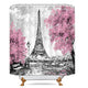 Riyidecor Paris Eiffel Tower Shower Curtain for Bathroom Decor 72Wx72H Inch Pink Paris Theme Bath Set for Women Girls Vintage Eiffel City Landscape Home Accessories Fabric Waterproof 12 Pack Hooks