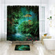 Riyidecor Fantasy Mushroom Shower Curtain 72Wx72H Inch Fairy Forest Tree Gothic Panel Jungle Green Zen River Trippy Bathroom Decor Fabric Set Polyester Waterproof 72Wx72H Inch 12 Pack Plastic Hooks