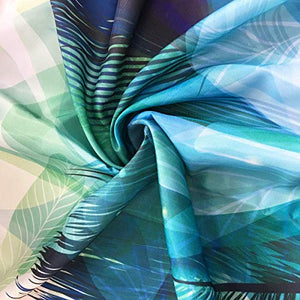 Riyidecor Extra Wide Peacock Feather Clawfoot Tub Fabric Shower Curtain 108Wx72H Inch 18 Pack Metal Hooks Watercolor Floral Green Leaf Teal Turquoise Vibrant Psychedelic Decor Bathroom Waterproof