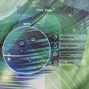 Riyidecor Peacock Feather Shower Curtain Thicken Heavy Duty Watercolor 12 Metal Hooks Weighted Hem Green Leaf Floral Teal Blue Vibrant Polyester Fabric Waterproof Bathroom Home Decor Set 72Wx72H Inch