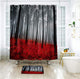 Riyidecor Fabric Forest Shower Curtain 60Wx72H Inches Black and Red Mysterious Trees Rainy Foggy Scene Modern Art Novelty Bathroom Decor 12 Plastic Hooks