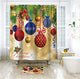 Riyidecor Merry Christmas Shower Curtain Colorful Balls Christmas Tree Winter Ribbon Kids Decor Fabric Set Polyester Waterproof 72x72 Inch 12-Pack Plastic  Hooks