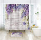 Riyidecor Lavender Flower Shower Curtain Rustic Wooden Floor Purple Lilac Floral Girls Woman Spring Romantic Decor Fabric Bathroom 72x72 Inch 12 Pack Plastic Shower Hooks Included