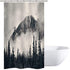 Riyidecor Small Stall Misty Forest Shower Curtain 36Wx72H inch Mountain Nature Rustic Scenery Foggy Smokey Tree National Parks Cliff Outdoor Idyllic Home Decor Fabric Bathroom Plastic Hooks 7 Pack