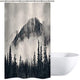 Riyidecor Small Stall Misty Forest Shower Curtain 36Wx72H inch Mountain Nature Rustic Scenery Foggy Smokey Tree National Parks Cliff Outdoor Idyllic Home Decor Fabric Bathroom Plastic Hooks 7 Pack