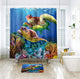 Riyidecor Sea Turtle Shower Curtain Ocean Creature Landscape Colorful Coral Reef Underwater Decor Fabric Set Polyester Waterproof 72x72 Inch 12-Pack Plastic  Hooks