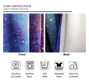 Riyidecor Starry Sky Night Blackout Curtains Dark Blue Starry Ocean Magical Universe Galaxy Nebula Stars Printed Living Room Bedroom Window Drapes Treatment Fabric (2 Panels 52 x 84 Inch)
