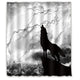 Riyidecor Wolf Silhouette Shower Curtain Black and White Howling Thunderstorm Moon Light Mystic Scary Scene Decor Fabric Bathroom Set Polyester Waterproof 72x72 Inch with Plastic Hooks 12 Pack