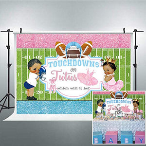 Riyidecor Gender Reveal Backdrop Touchdowns or Tutus Boy Girl Pink Blue Photography Background Newborn Baby Shower Party 7x5ft Decor Props Photo Shoot Banner Vinyl Cloth