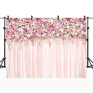 Riyidecor Bridal Floral Wall Backdrop Romantic Rose Flower Photography 8(W) x6(H) Feet Background Pink White Carpet Decoration Wedding Props Party Photo Shoot Backdrop