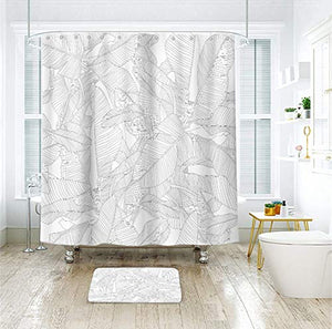 Riyidecor Palm Tree Leaf Shower Curtain Tropical Fern Banana Monstera Leaves White Rainforest Jungle Hawaii Plant Fabric Waterproof Home Bathtub Decor 12 Pack Plastic Hook 72x72 Inch