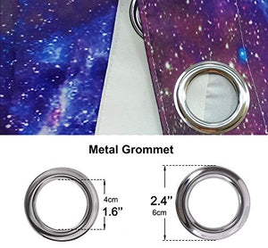 Riyidecor Outer Space Blackout Curtains Galaxy (2 Panels 29 x 63 Inch) Universe Blue Black Psychedelic Planet Nebula Starry Sky Living Room Bedroom Window Drapes Treatment Fabric