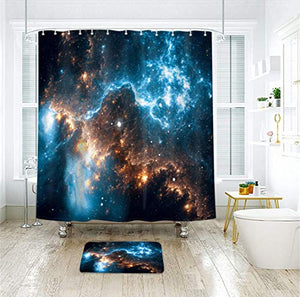 Riyidecor Galaxy Planet Shower Curtain Nebula Night Starry Sky Universe Space Fantasy Star Fabric Waterproof Home Bathtub Decor 12 Pack Plastic Hook 72x72 Inch