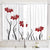 Riyidecor Red Flower Kitchen Curtains 55 x 39 Inch Floral Petals Rod Pocket Leaves Lines Geometrical Modern Woman Girl White Black Printed Living Room Bedroom Window Drapes Treatment Fabric 2 Panels