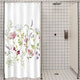 Riyidecor Herbs Floral Plants Shower Curtain 39" W x 72" H Small Stall Watercolor Wildflowers Delicate Flower Pink Tansy Pansies Retro White Decor Fabric Bathroom Polyester Waterproof Plastic