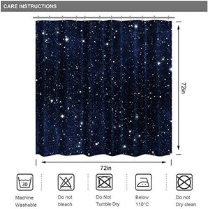 Riyidecor Night Sky Stars Space Shower Curtain (No Glitter) Backdrop Dark Blue Cosmic Starry Fantasy Galaxy Universe Fabric Waterproof Bathroom Home Decor 72x72 Inch 12 Plastic Hooks