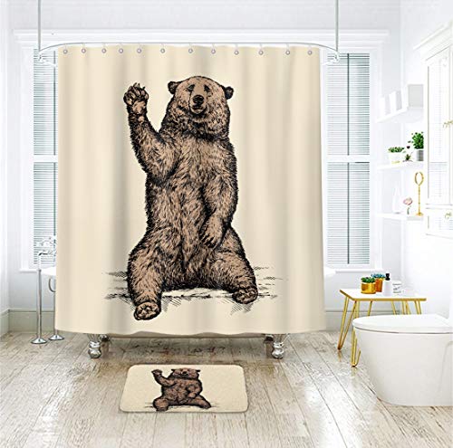 Riyidecor Funny Animal Brown Bear Shower Curtain Kids Farmhouse Countr –  riyidecor