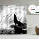 Riyidecor Wolf Silhouette Shower Curtain Black and White Howling Thunderstorm Moon Light Mystic Scary Scene Decor Fabric Bathroom Set Polyester Waterproof 72x72 Inch with Plastic Hooks 12 Pack
