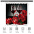 Riyidecor Red Rose Wine Shower Curtain for Bathroom Decor 72Wx72H Inch Valentines Romantic Floral Blooming Flower Lovers Couple Candles Panel Fabric Waterproof Polyester with 12 Pack Plastic Hooks