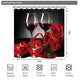 Riyidecor Red Rose Wine Shower Curtain for Bathroom Decor 72Wx72H Inch Valentines Romantic Floral Blooming Flower Lovers Couple Candles Panel Fabric Waterproof Polyester with 12 Pack Plastic Hooks