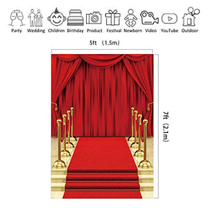 Riyidecor Red Carpet Backdrop Luxurious Stage Photography Background Glitter Gold and Red 5Wx7H Feet Decoration Celebration Props Party Photo Shoot Backdrop Blush Vinyl Cloth