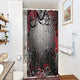 Riyidecor Red and Grey Black Shower Curtain Metal Hooks 7 Pack Leaf Swirl Floral Modern Forest Decor Fabric Set Polyester Waterproof Fabric Bathtub 39Wx72H Inch