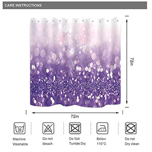 Riyidecor Purple Sparkling Shower Curtain 72Wx72H Inches Bling Shining Sequin (not Glitter) Polka Dot Mermaid Rainbow Fantasy Romantic Abstract Fabric Waterproof Polyester with 12 Pack Plastic Hooks