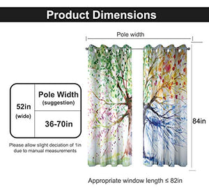 Riyidecor Watercolor Colorful Tree Print Blackout Windows Curtains for Living Room Abstract Nature Forest Scenic Curtains Art Seasons Spring for Bedroom Window Drapes Fabric (2 Panels 52 x 84 Inch)