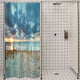 Riyidecor Ocean Beach Shower Curtain 39Wx72H Sunset Scenic Blue Sky Seaside Landscape Sand Decor Fabric Bathroom 7 Pack Plastic Shower Hooks