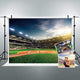 Riyidecor Green Baseball Field Backdrop Fabric Polyester Stadium 7Wx5H Feet Photography Background Art Fabric Booth for Children Decorations Birthday Festival Event Props Party Photo Studio Shoot