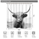 Riyidecor Funny Bull Shower Curtain 60Wx72H Inch Highland Cow Animal Wildlife Cute Sketch Milk Waterproof Fabric Modern Fashion Polyester Bathroom Decor 12 Pack Plastic Hooks