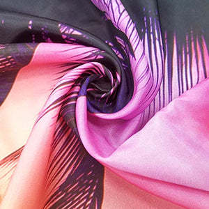 Riyidecor Sunset Beach Shower Curtain Tropical Palm Tree Landscape Hawaii Ocean Coastal Seaside Medallion Decor Fabric Polyester Waterproof 72x72 Inch 12 Pack Plastic Hooks