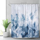 Riyidecor Abstract Watercolor Ombre Blue Shower Curtain 72WX72H Inch Gray Cold White Modern Art Gradient Painting Decor Bathroom Set Fabric Polyester 12 Pack Plastic Shower Hooks