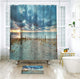 Riyidecor Extra Long Ocean Beach Shower Curtain 72W x 84H Sunset Scenic Blue Sky Seaside Landscape Sand Decor Fabric Bathroom Clawfoot Tub 12 Pack Plastic Shower Hooks